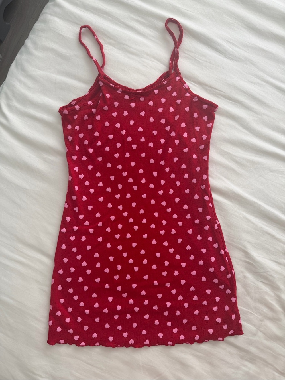 Women’s Red Heart Print Slip Dress